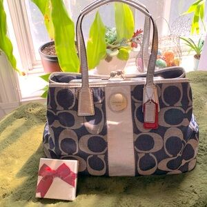 Y2K navy denim framed kisslock shoulder bag